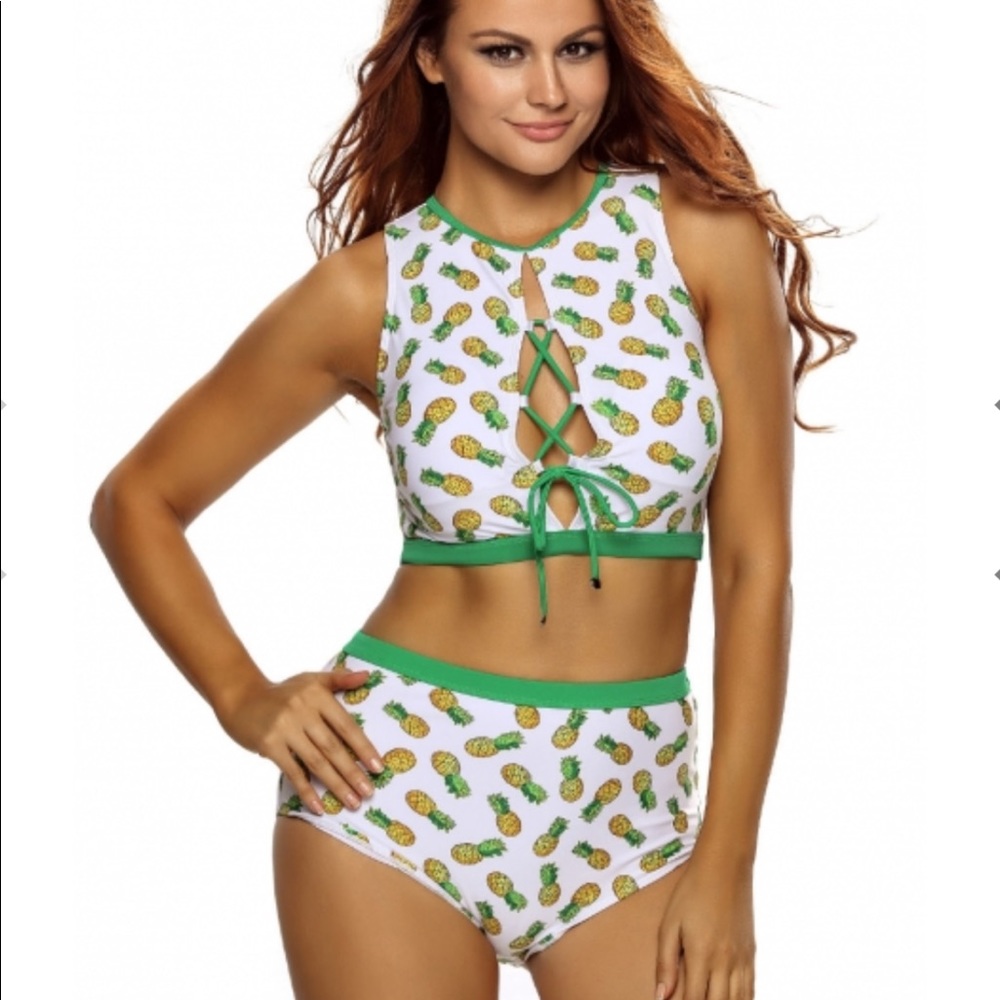 PRICE DROP PINEAPPLE HIGH WAIST BIKINI - Picture 3 of 5